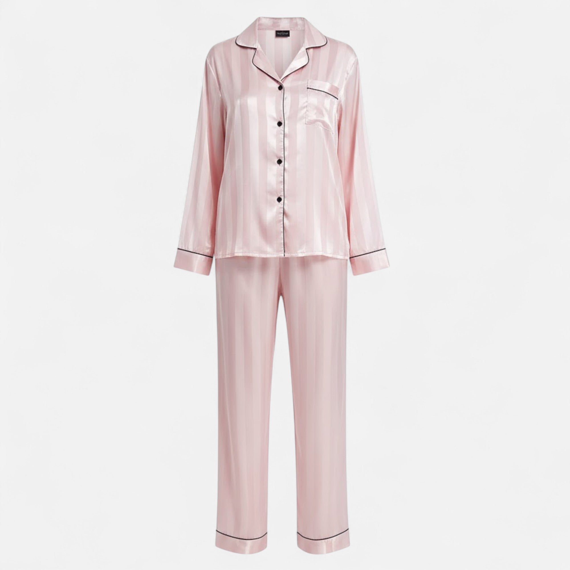 Valmonti | Women’s Silk-Touch Bold-Stripe Long Sleeve Lounge Set