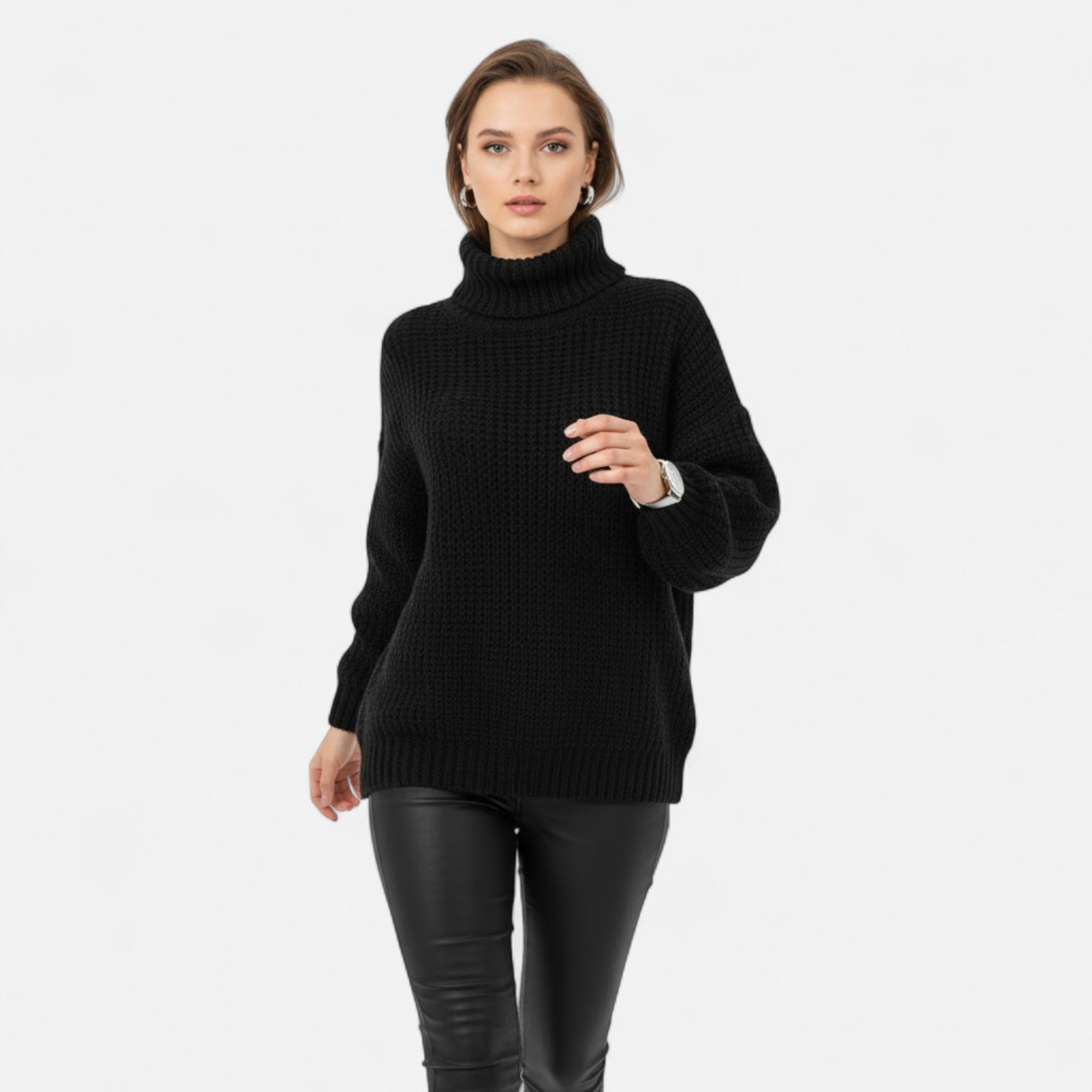 Valmonti | Women’s Wool-Blend Turtleneck Sweater – Classic Knit