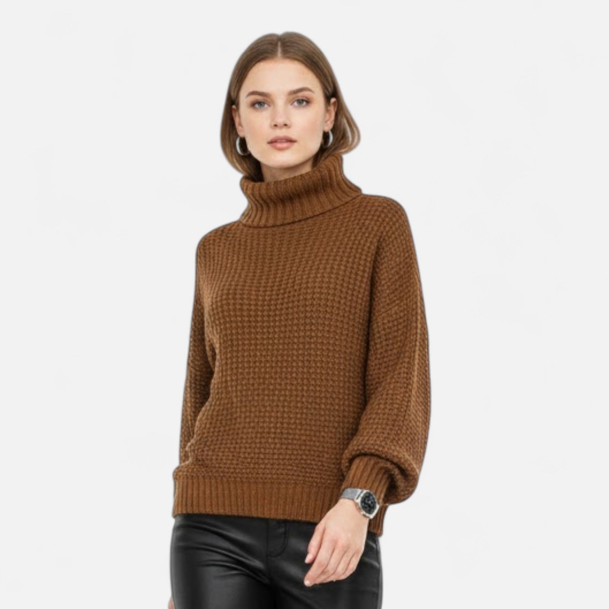 Valmonti | Women’s Wool-Blend Turtleneck Sweater – Classic Knit
