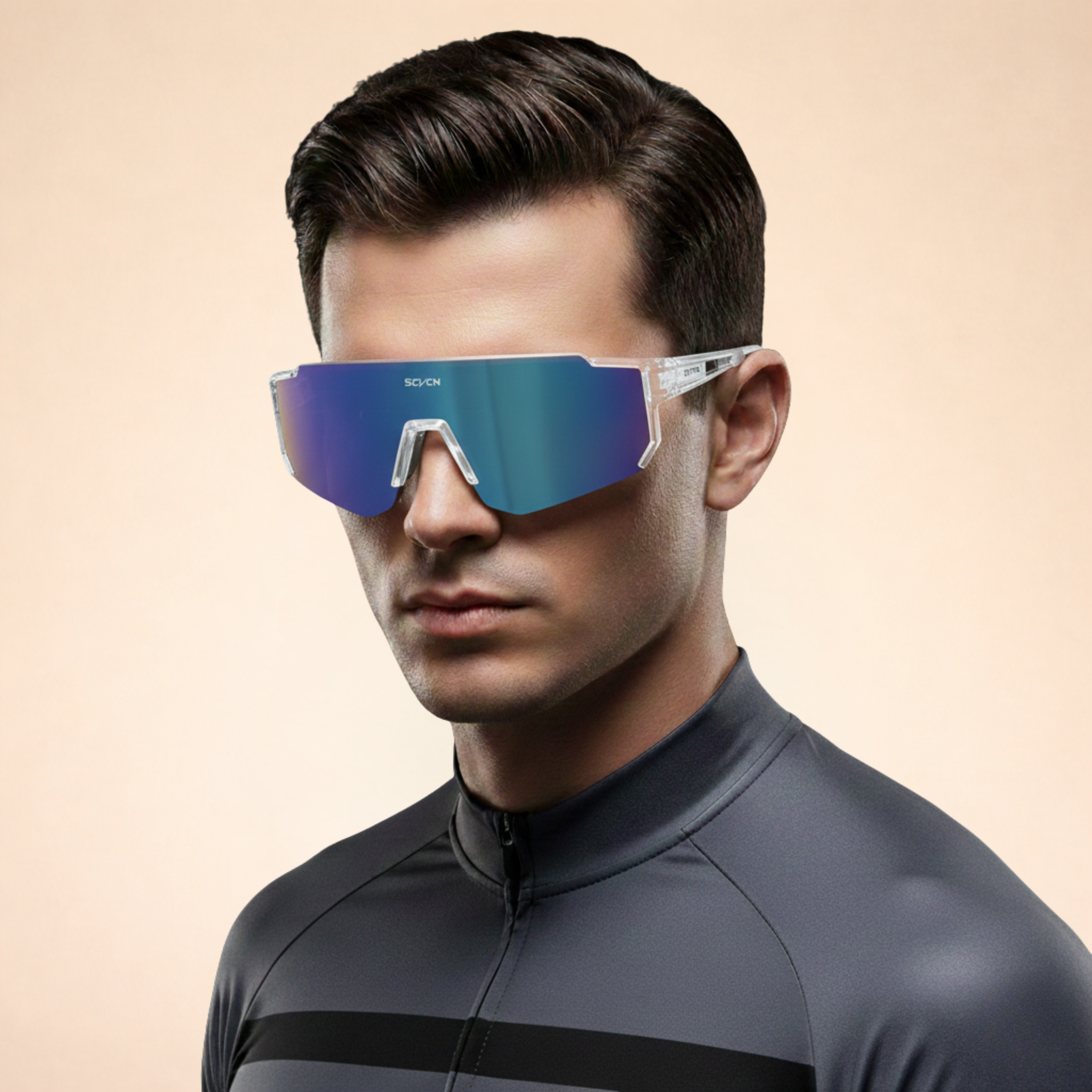 Occhiali da sole sportivi avvolgenti da uomo con protezione UV400