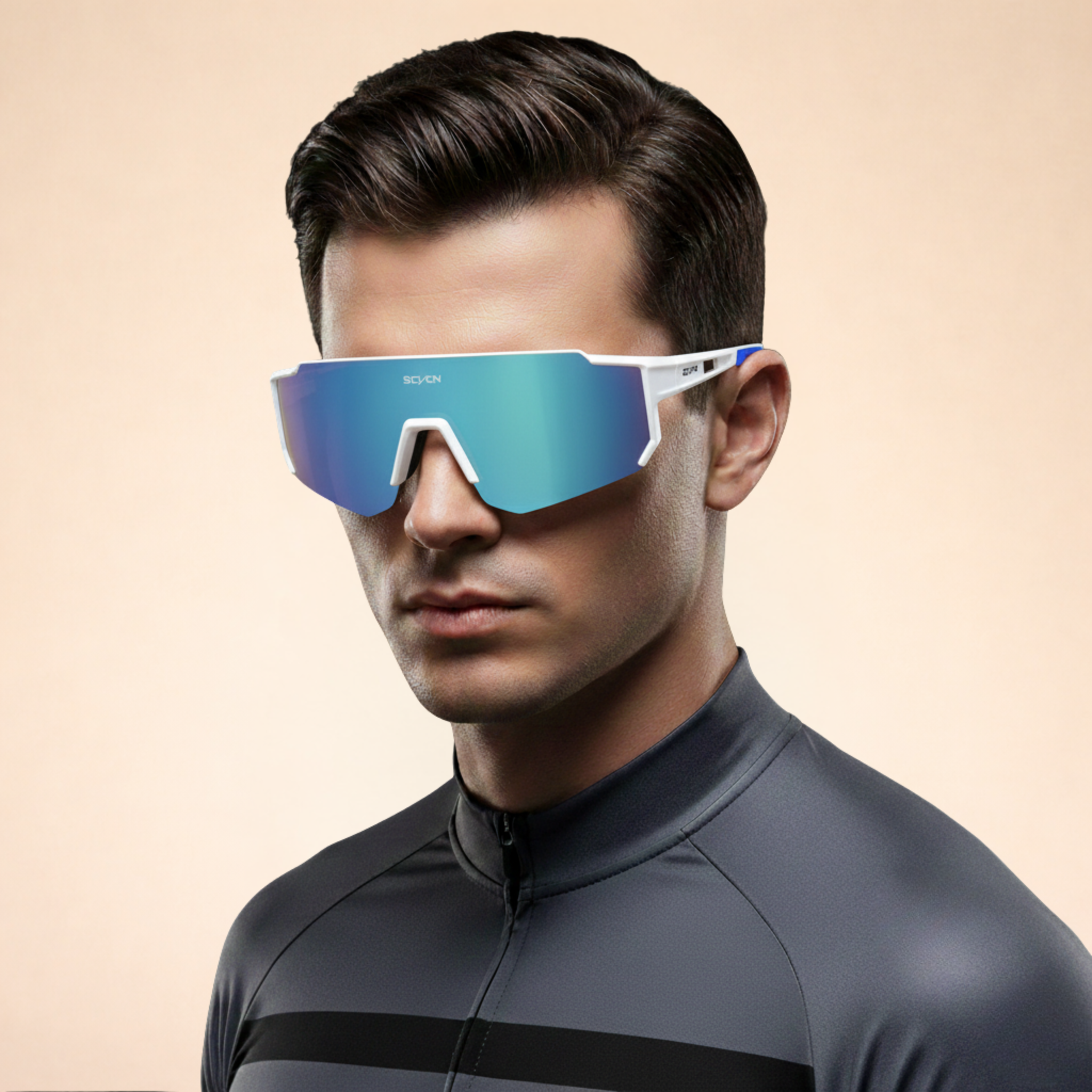 Occhiali da sole sportivi avvolgenti da uomo con protezione UV400
