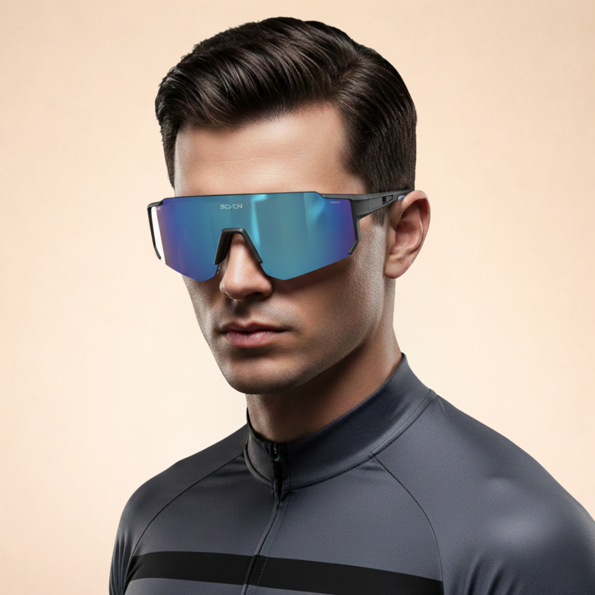 Occhiali da sole sportivi avvolgenti da uomo con protezione UV400
