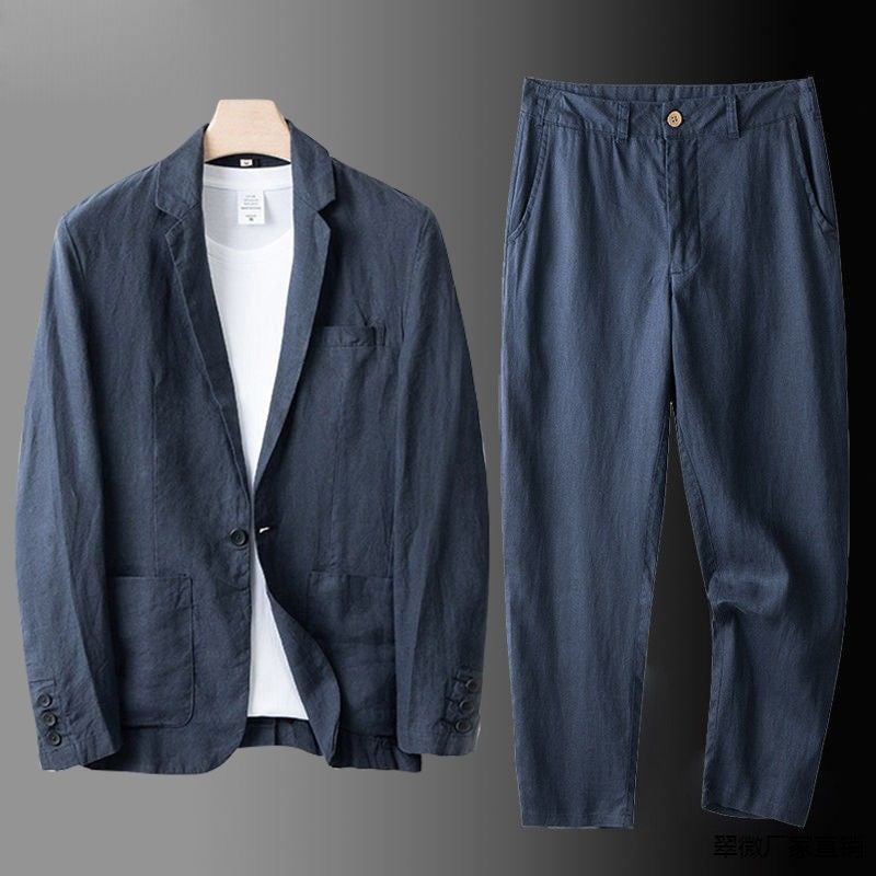 Completo da uomo a due pezzi con blazer e pantaloni testurizzati