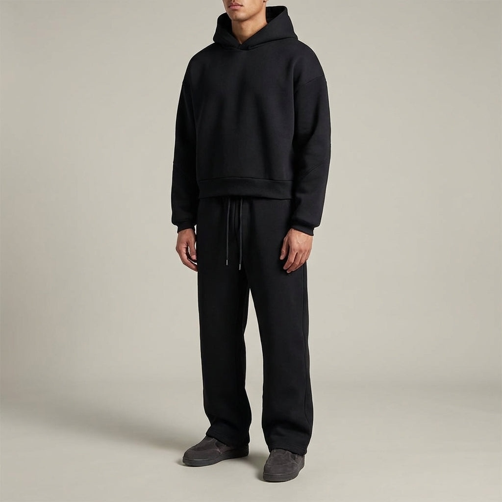 Herre Oversized Hættetrøje og Joggingbukser Sæt – Varm Bomuldsblanding Loungewear til Vinteren