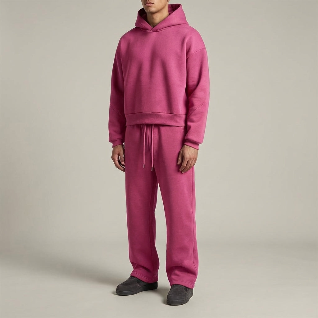 Herre Oversized Hættetrøje og Joggingbukser Sæt – Varm Bomuldsblanding Loungewear til Vinteren