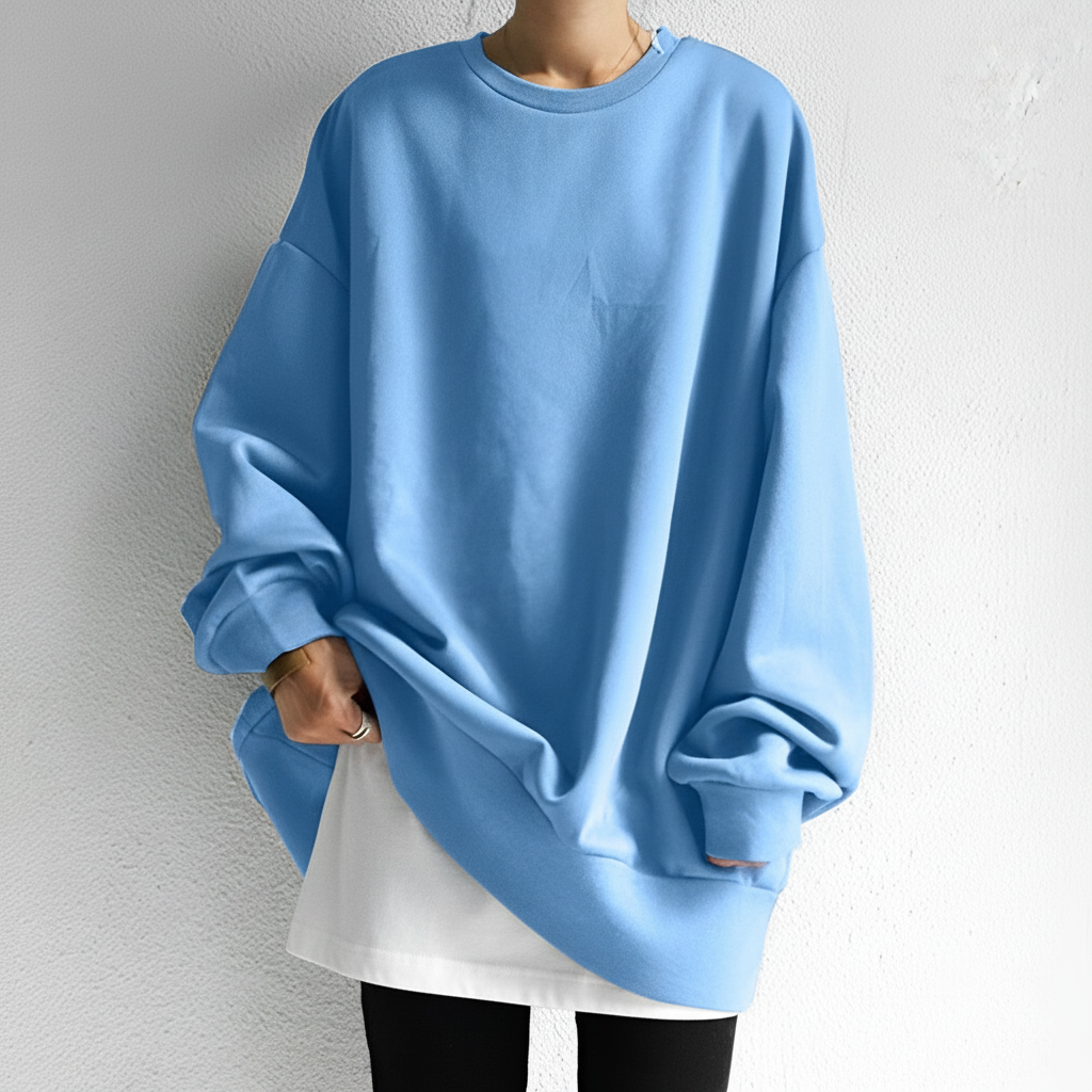 Sudadera de cuello redondo para mujer, de gran tamaño, con hombros caídos