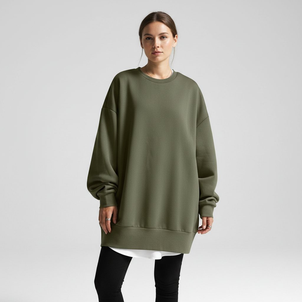 Sudadera de cuello redondo para mujer, de gran tamaño, con hombros caídos