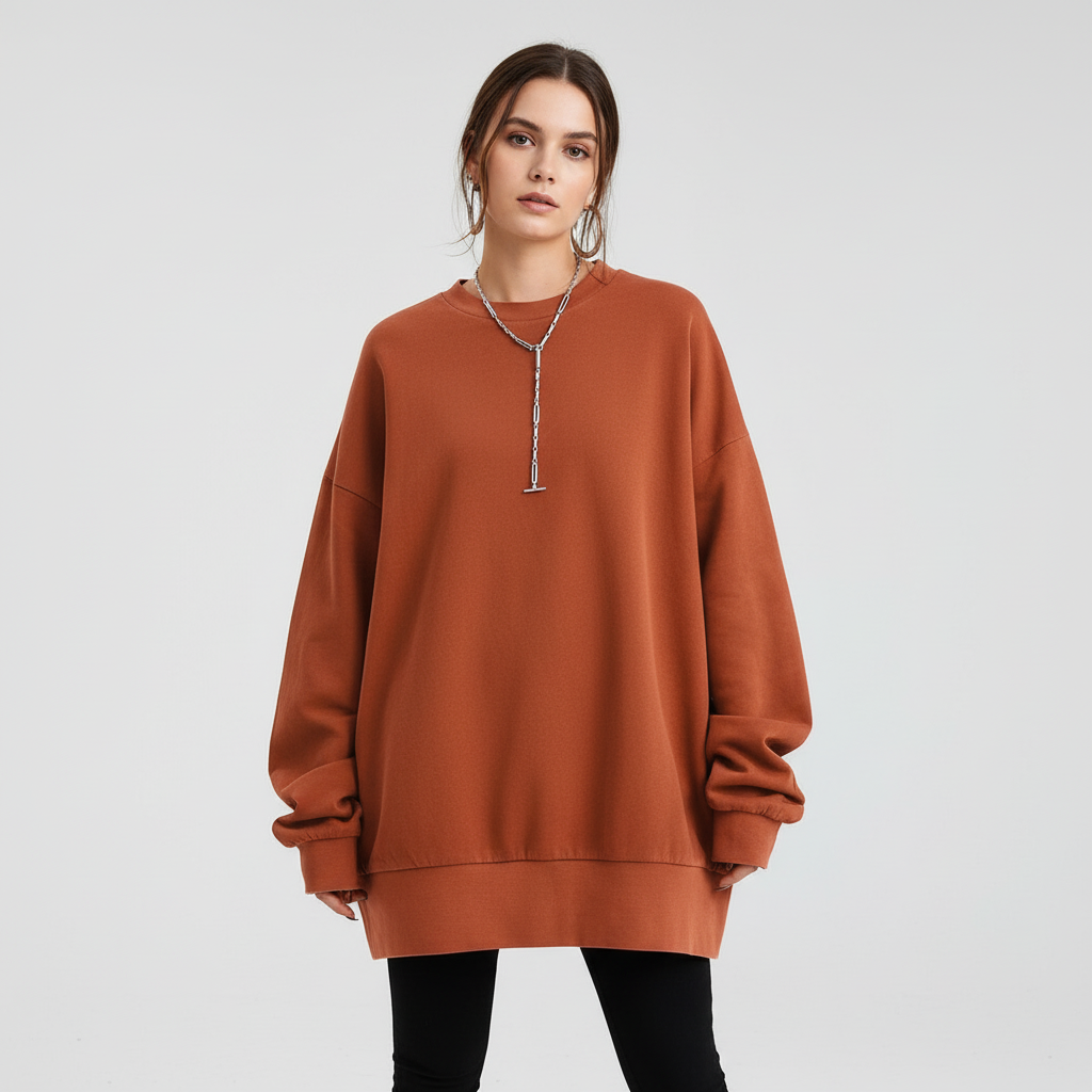 Sudadera de cuello redondo para mujer, de gran tamaño, con hombros caídos