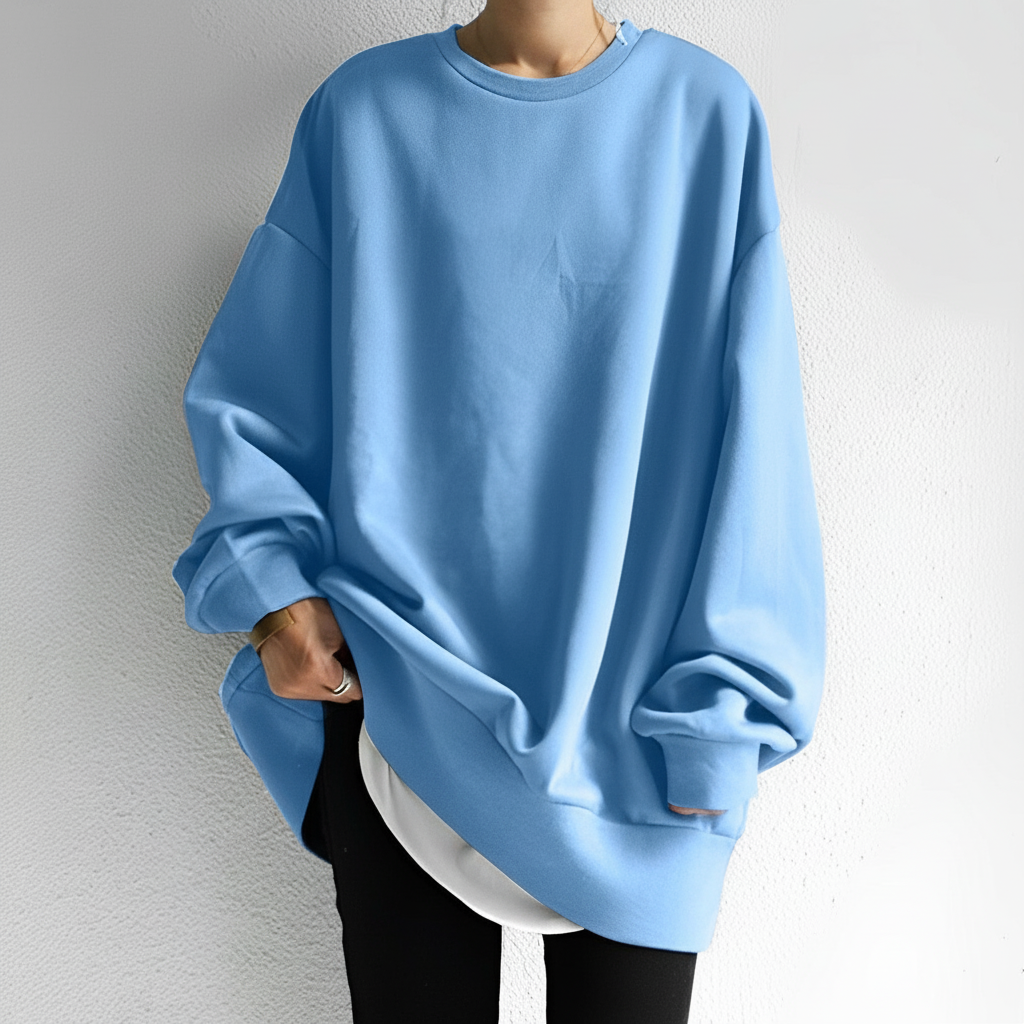 Sudadera de cuello redondo para mujer, de gran tamaño, con hombros caídos