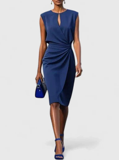 Women’s Ruched Waist Midi Dress Elegant Occasion Style