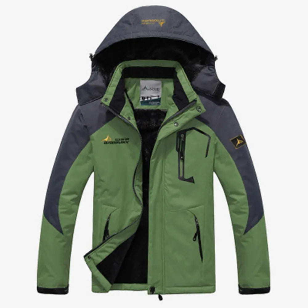 Men’s Windproof Ski Jacket – Insulated Hooded Layer for Winter Outdoor Wear