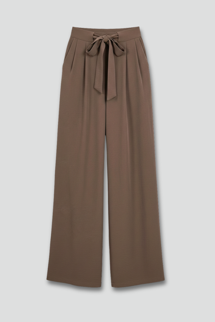 Pantaloni palazzo de damă cu talie cu cordon – pantaloni cu croială largă pentru serviciu și ținute de vară