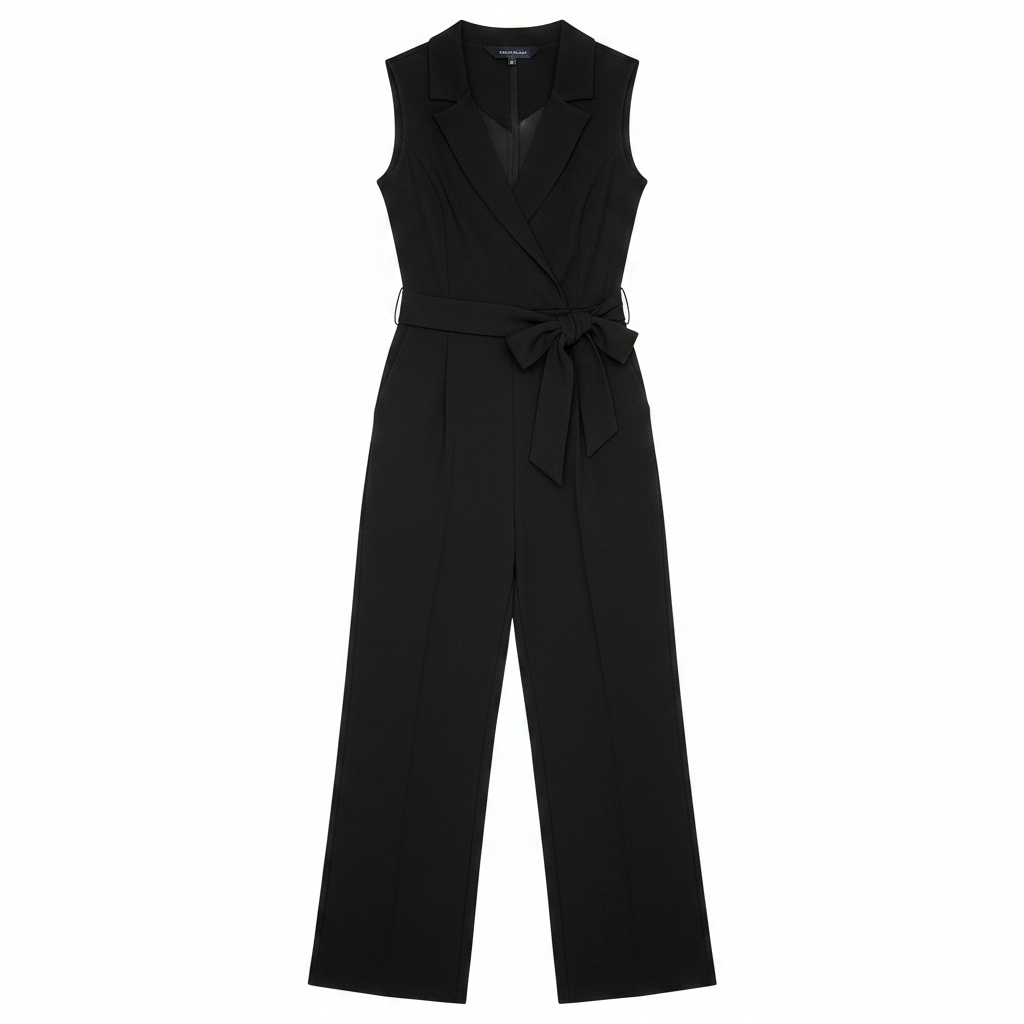 Damen-Jumpsuit mit Wickeldesign und ohne Ärmel – Frühlingslook mit weitem Bein und Gürtel für Hochzeiten und elegante Veranstaltungen