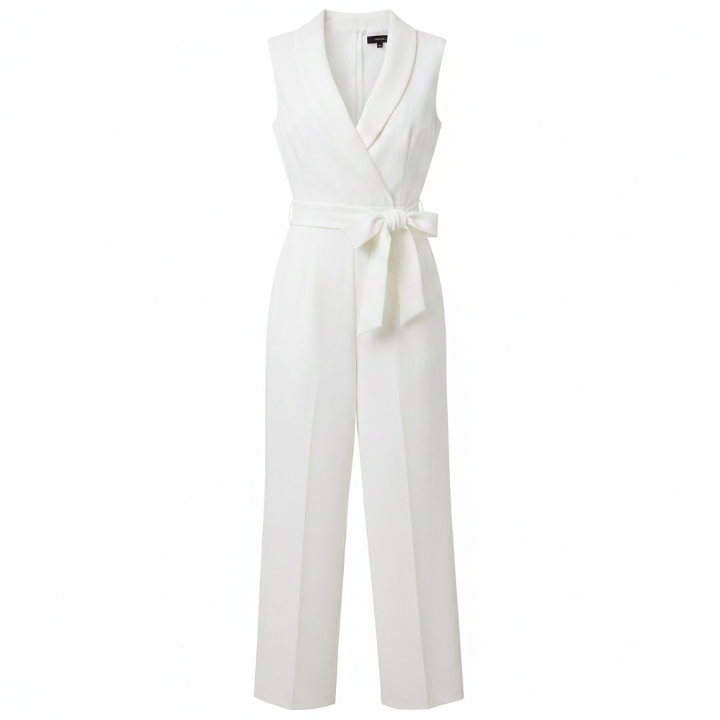 Damen-Jumpsuit mit Wickeldesign und ohne Ärmel – Frühlingslook mit weitem Bein und Gürtel für Hochzeiten und elegante Veranstaltungen