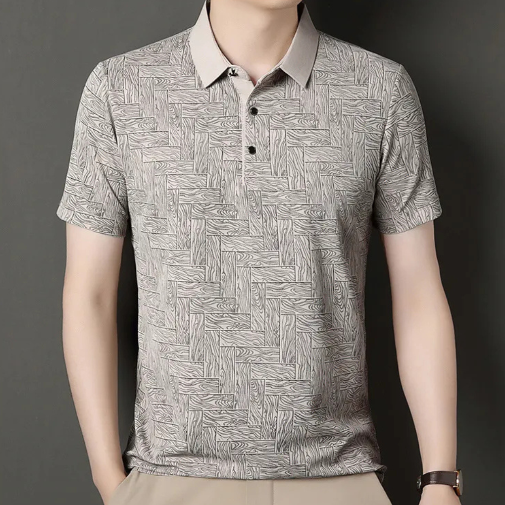 Męska koszulka polo z fakturowanym wzorem dzianiny, krótki rękaw, smart casual