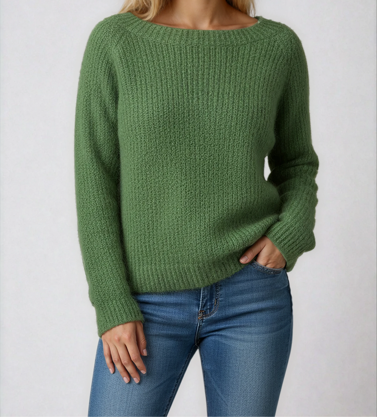 Pull en maille texturée à col bateau pour femme - pull décontracté à manches longues avec finitions côtelées, pour l'automne et l'hiver