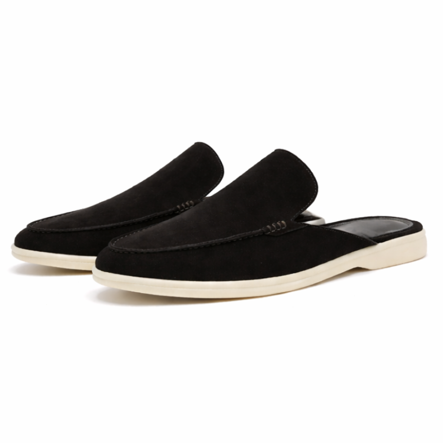 Mocassini estivi da uomo in stile scamosciato senza retro, slip-on