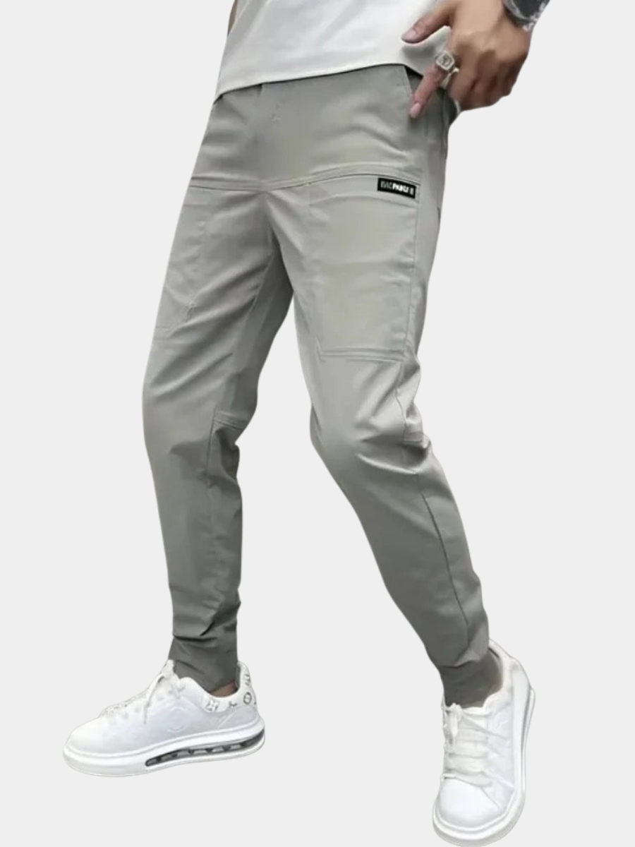 Herre Slim Tapered Cargo Jogger Ribstrikkede Streetwear Bukser