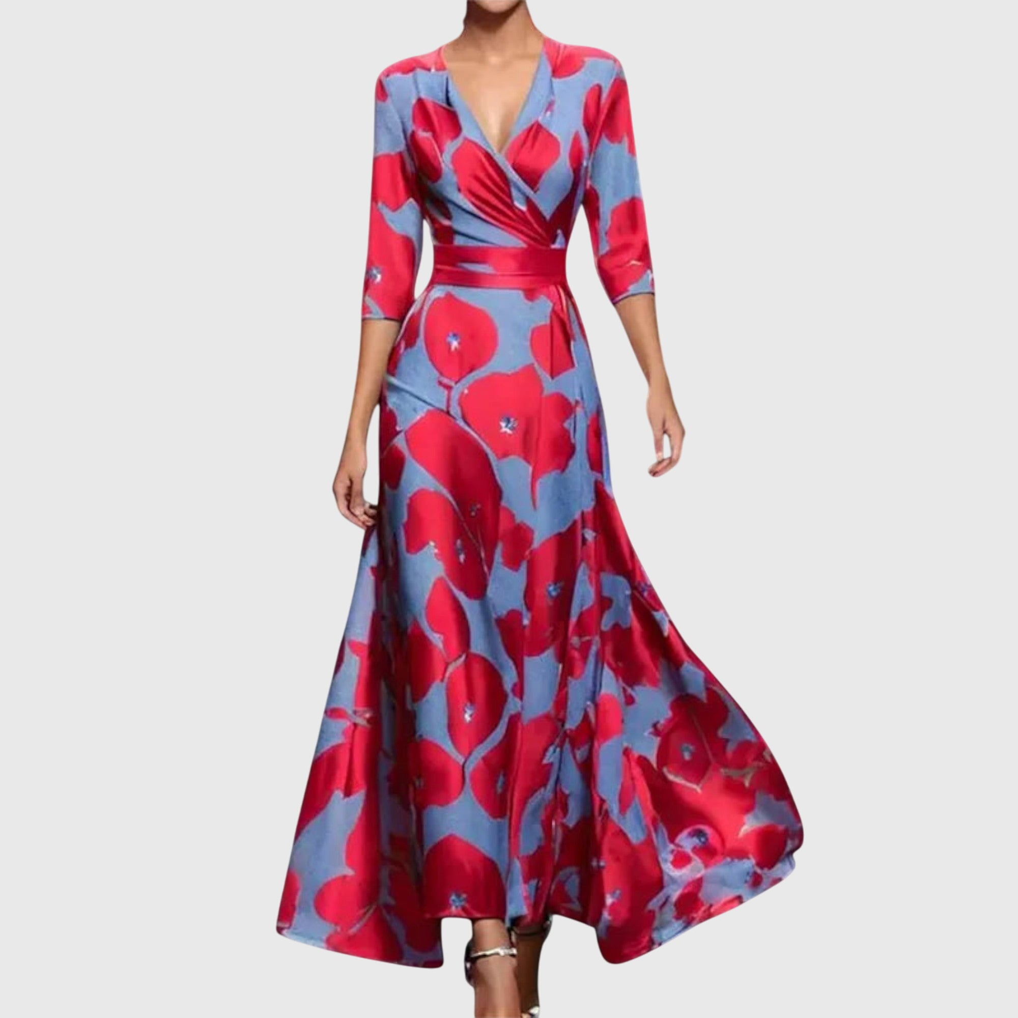 Women’s Floral Wrap Maxi Dress Elegant Occasion Style