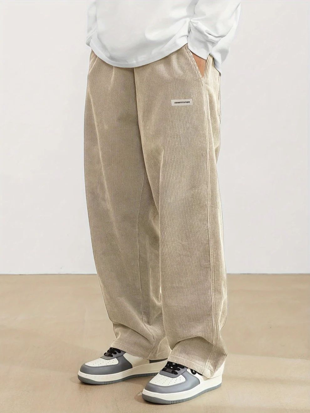Men’s Relaxed Corduroy Trousers – Wide-Leg Casual Pants for Everyday Wear