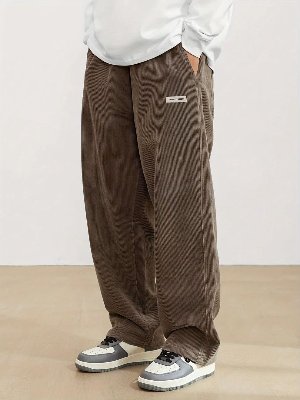 Men’s Relaxed Corduroy Trousers – Wide-Leg Casual Pants for Everyday Wear
