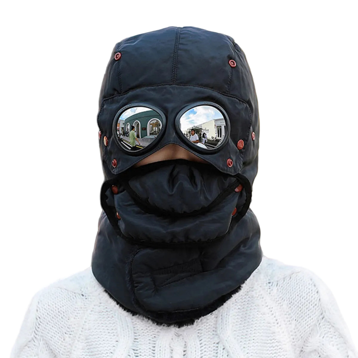Unisex Winter Trapper Hat – Insulated Ear-Flap Cap with Detachable Face Cover and Goggles