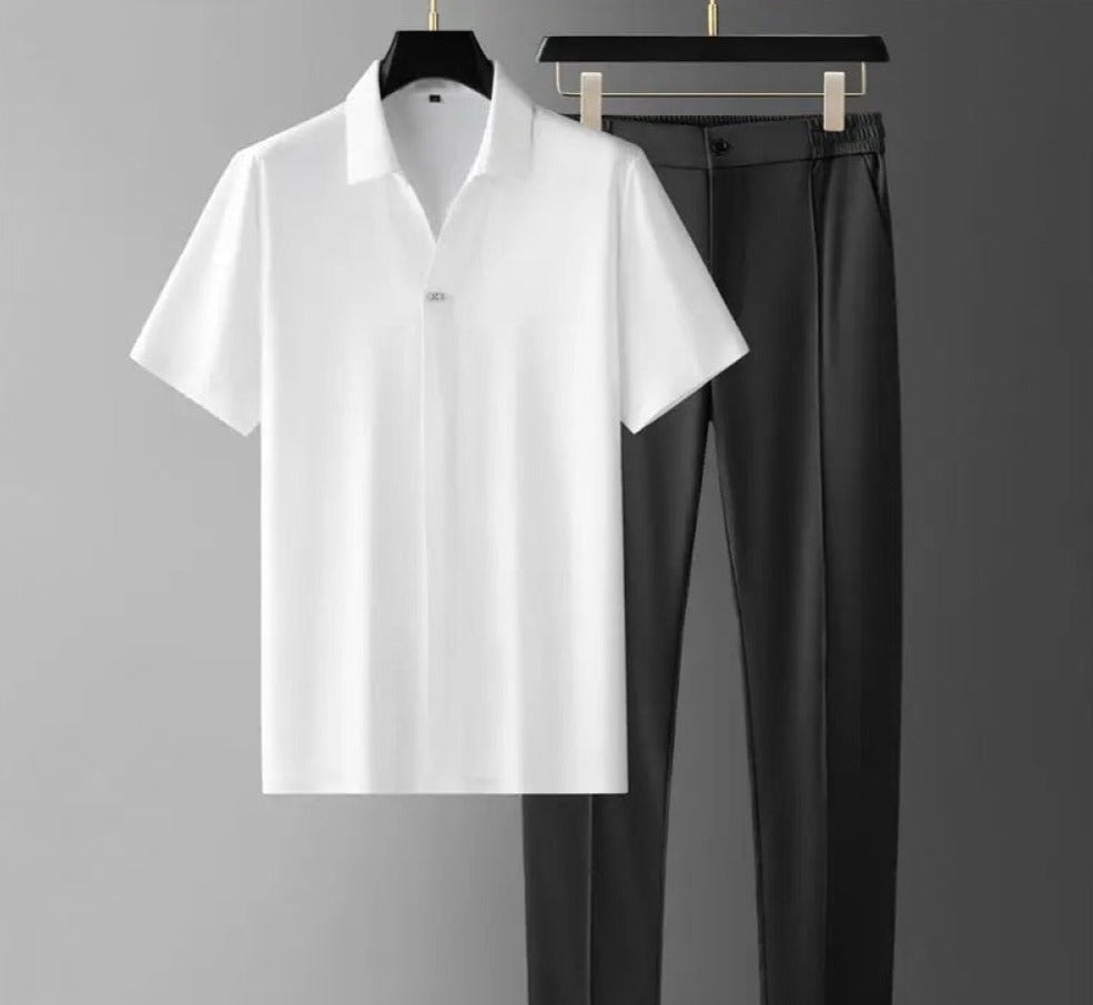 Coordinato Uomo Polo Minimalista e Pantaloni Sartoriali