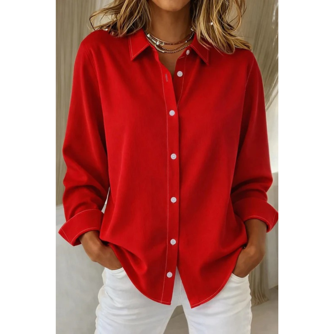 Women’s Relaxed Button-Up Shirt Blouse – Long-Sleeve Style for Office and Everyday Wear