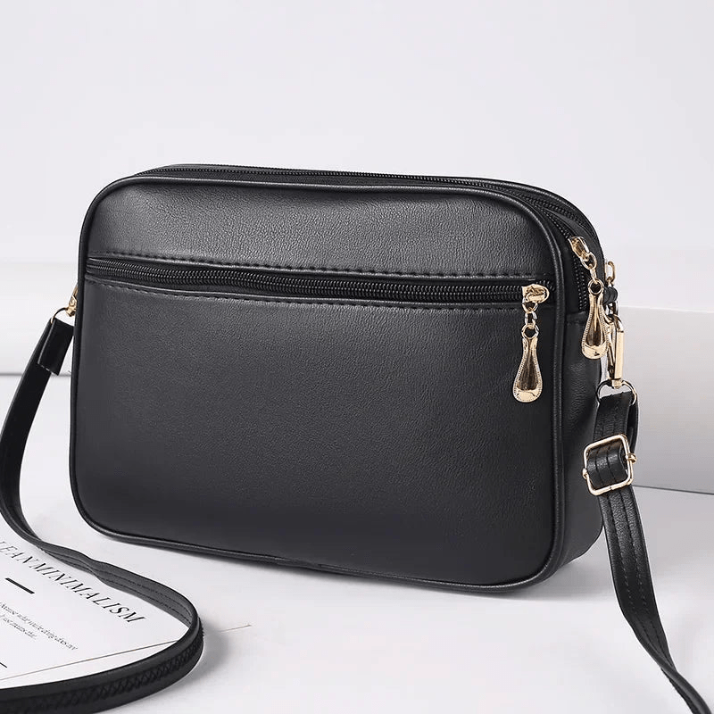 Women's Small Quilted Crossbody Bag with Double Zip Compartments – Compact Shoulder Bag with Detachable Strap for Everyday Wear