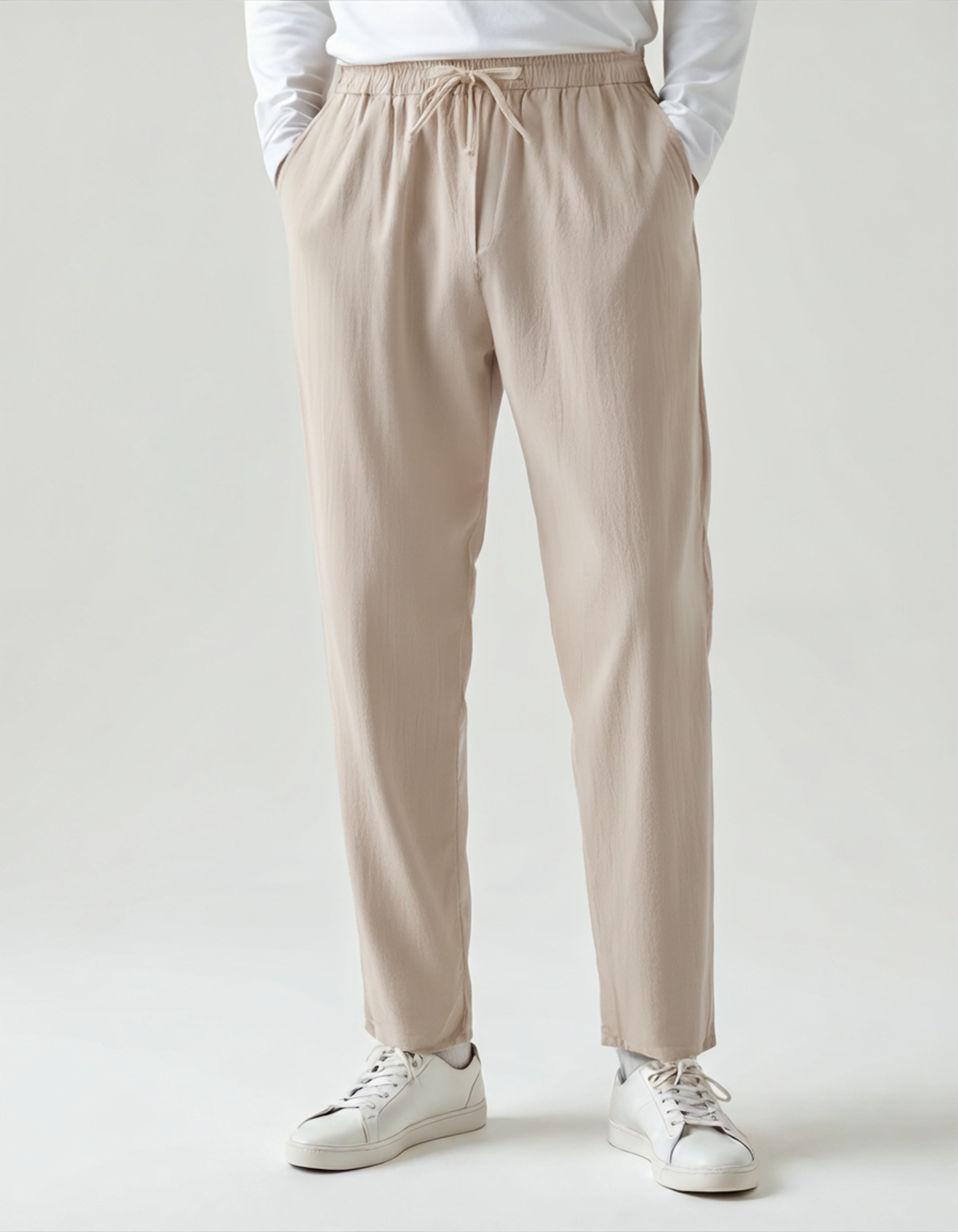 Pantalones de lino para hombre con cordón, estilo relajado, pantalones cómodos para el día a día