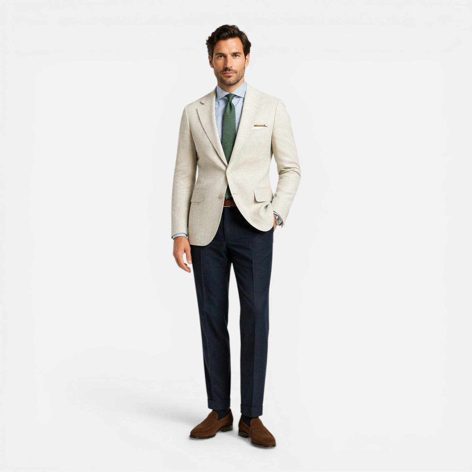 Męska marynarka letnia z lnu, dopasowana, smart casual