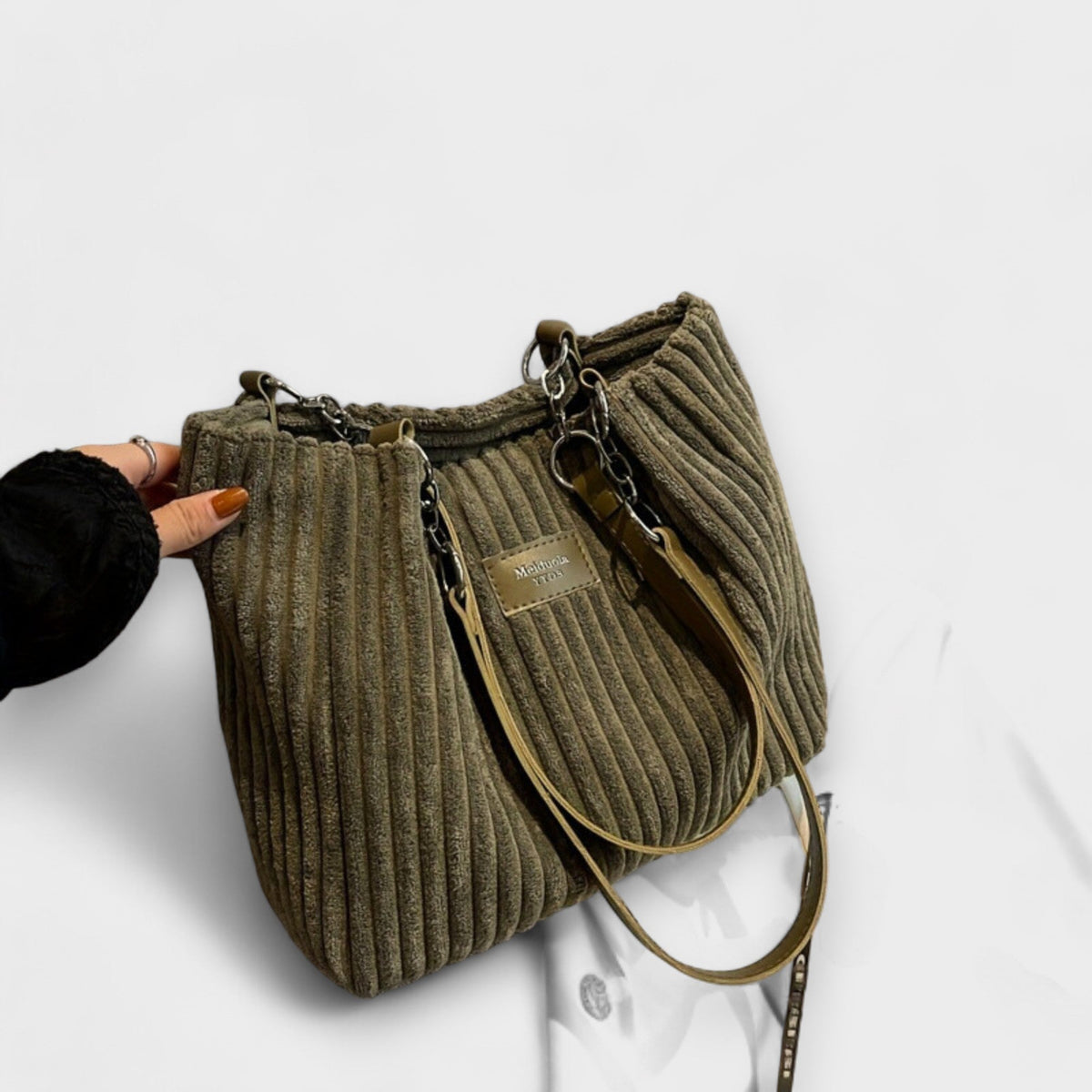 Women’s Large Corduroy Shoulder Tote Bag – Soft Textured Everyday Carryall for Work Travel Shopping Autumn City Wear Weekend Plans and Daily Organisation