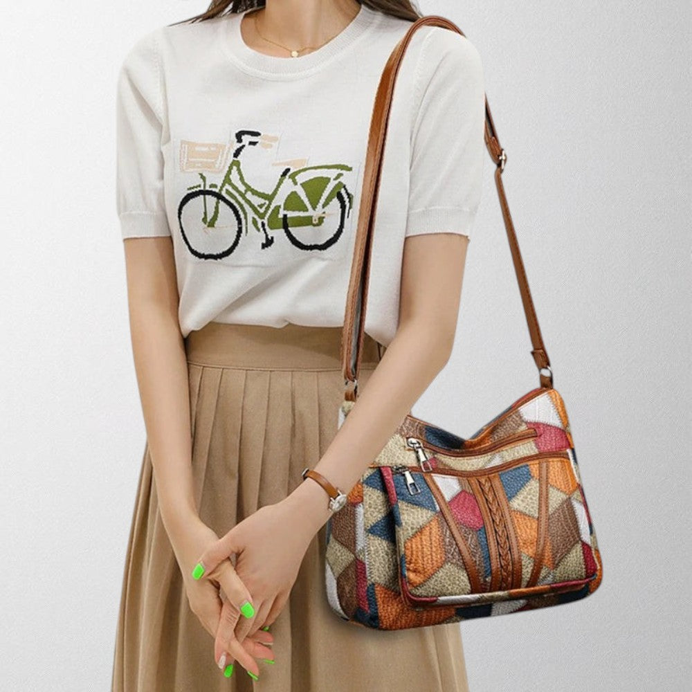Sac à bandoulière pour femme en cuir véritable - spacieux, multi-poches, à porter en bandoulière, pour le travail, les voyages, le shopping, les sorties en ville, les week-ends et un usage quotidien organisé