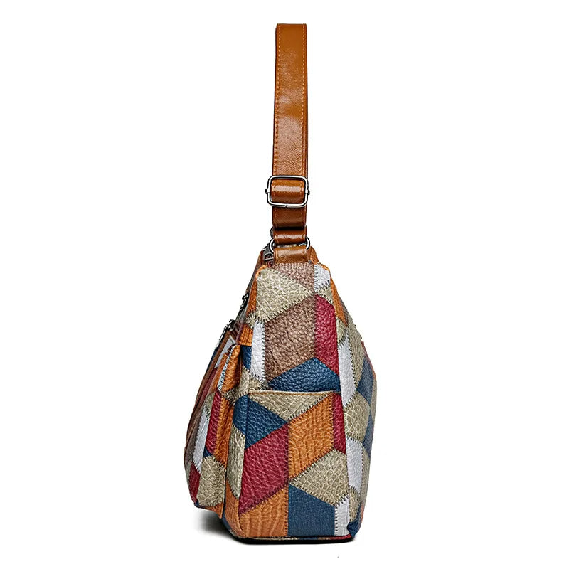 Sac à bandoulière pour femme en cuir véritable - spacieux, multi-poches, à porter en bandoulière, pour le travail, les voyages, le shopping, les sorties en ville, les week-ends et un usage quotidien organisé