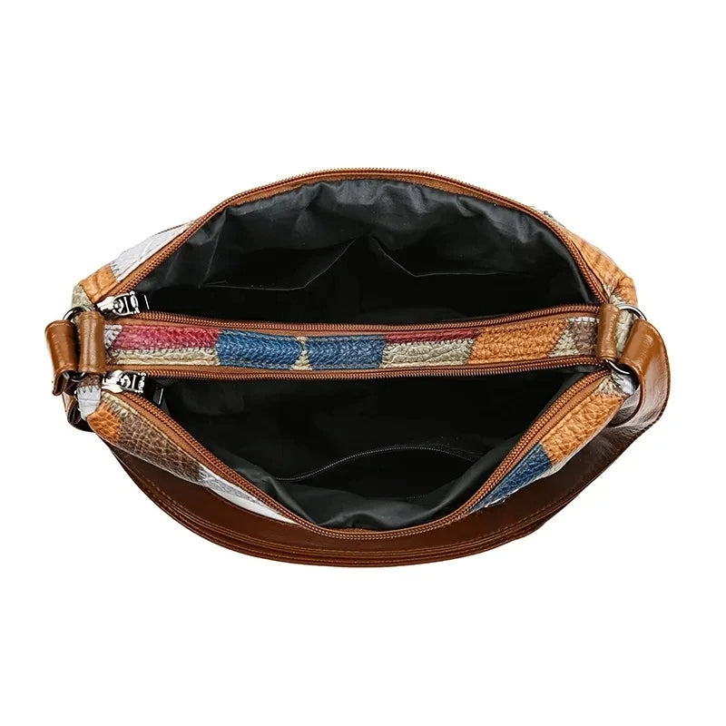 Sac à bandoulière pour femme en cuir véritable - spacieux, multi-poches, à porter en bandoulière, pour le travail, les voyages, le shopping, les sorties en ville, les week-ends et un usage quotidien organisé