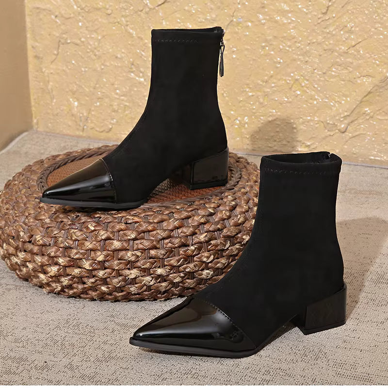Women’s Pointed Toe Block Heel Ankle Boots