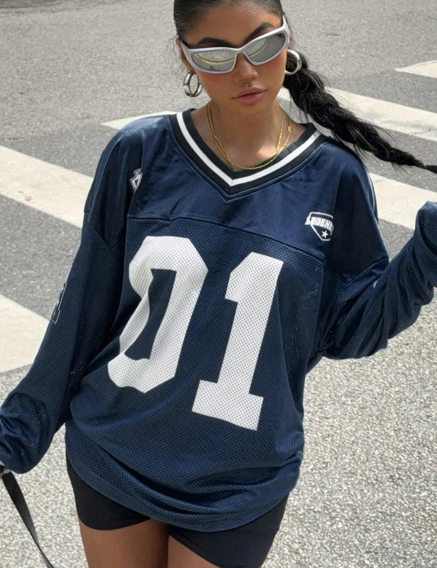 Dámské tričko z dresoviny s dlouhým rukávem, oversized, streetwearový top