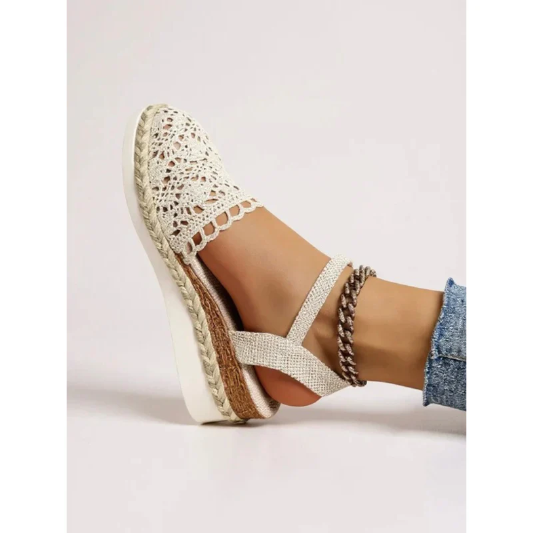 Sandali con zeppa boho da donna – scarpe estive con cinturino alla caviglia per vacanze e uso quotidiano