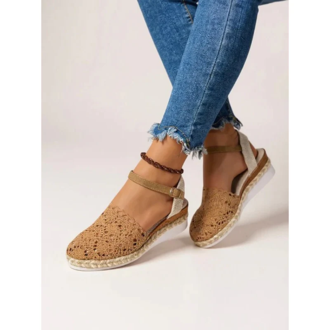 Sandali con zeppa boho da donna – scarpe estive con cinturino alla caviglia per vacanze e uso quotidiano
