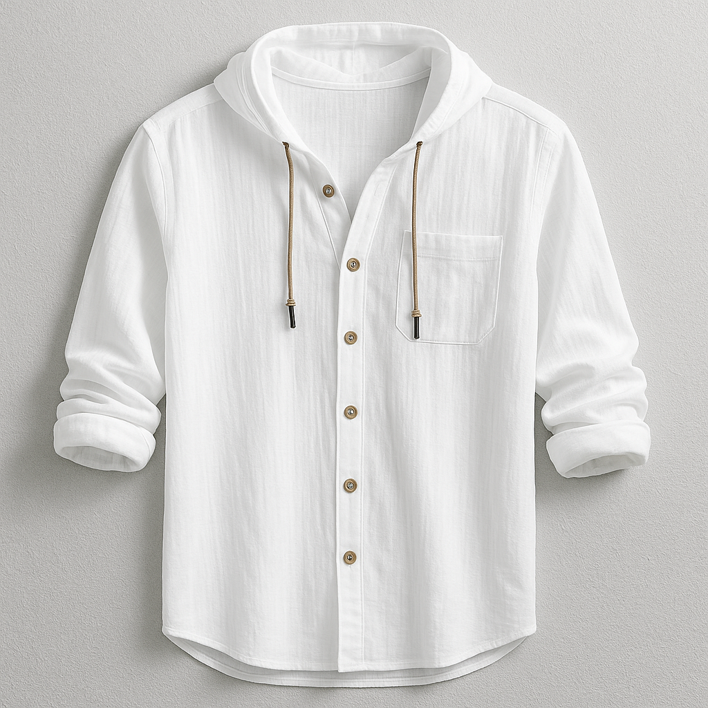 Męska koszula z kapturem na guziki, luźna, lekka, casualowa overshirt