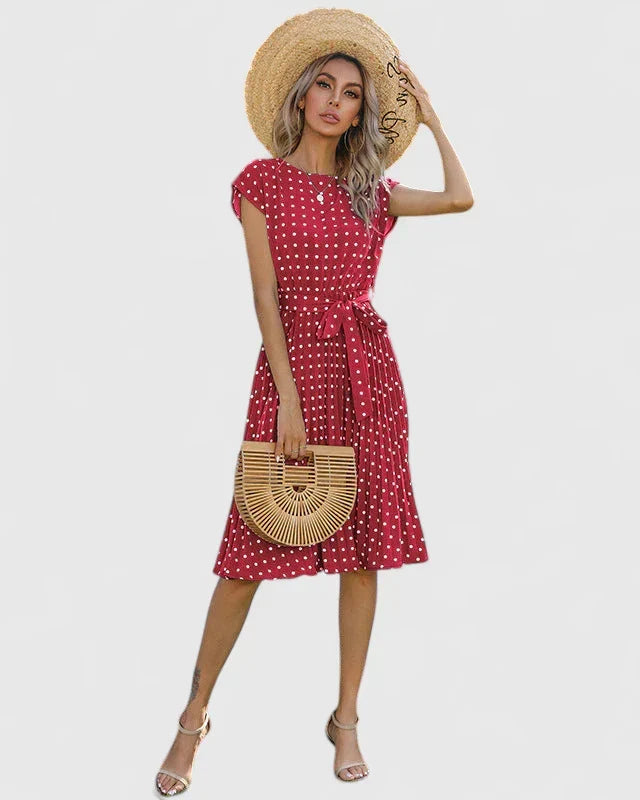 Abito midi da donna con cintura e stampa – stile estivo valorizzante per il giorno e le occasioni