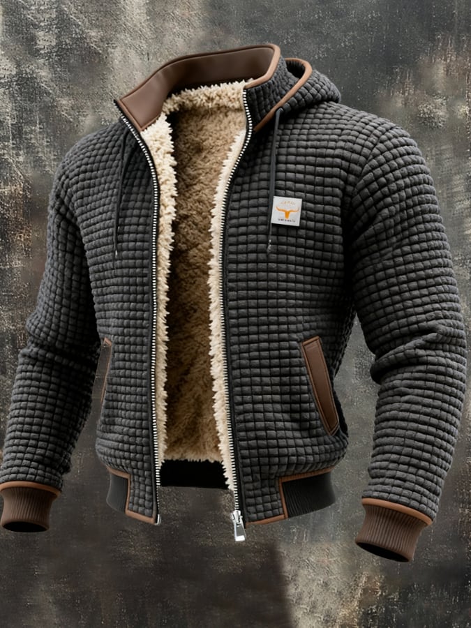 Veste matelassée à capuche doublée en polaire pour homme - Épaisse couche d'hiver zippée avec finitions côtelées et poches pour les tenues décontractées en ville, les voyages, les sorties du week-end et le quotidien par temps froid