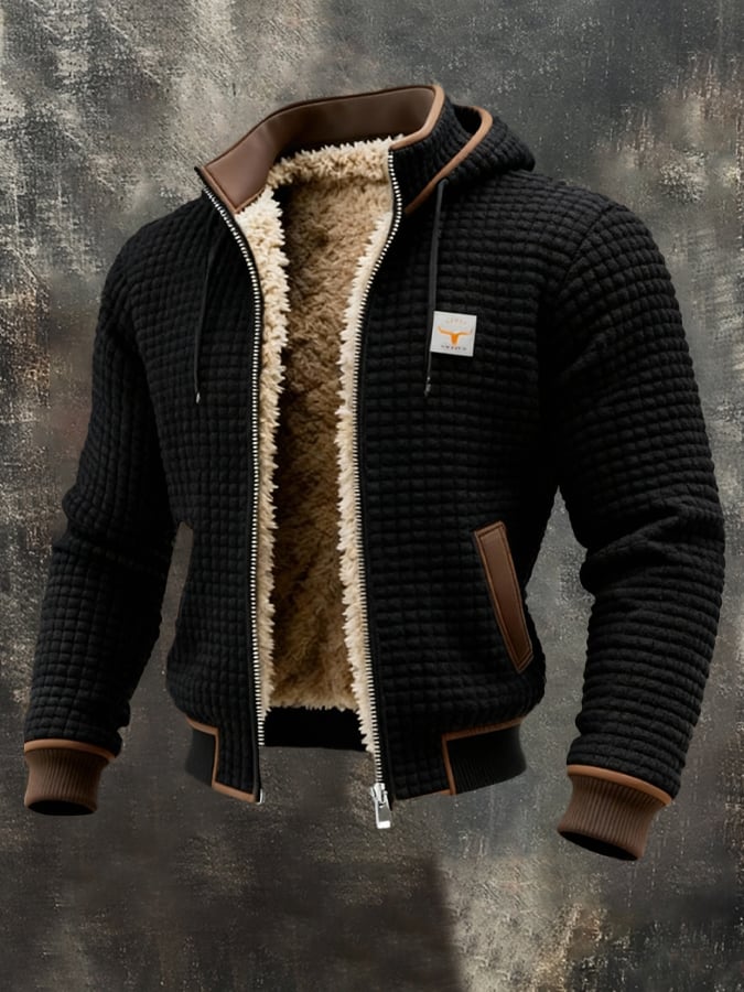 Veste matelassée à capuche doublée en polaire pour homme - Épaisse couche d'hiver zippée avec finitions côtelées et poches pour les tenues décontractées en ville, les voyages, les sorties du week-end et le quotidien par temps froid