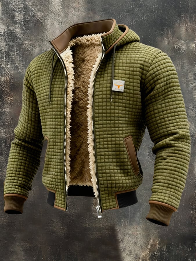 Veste matelassée à capuche doublée en polaire pour homme - Épaisse couche d'hiver zippée avec finitions côtelées et poches pour les tenues décontractées en ville, les voyages, les sorties du week-end et le quotidien par temps froid