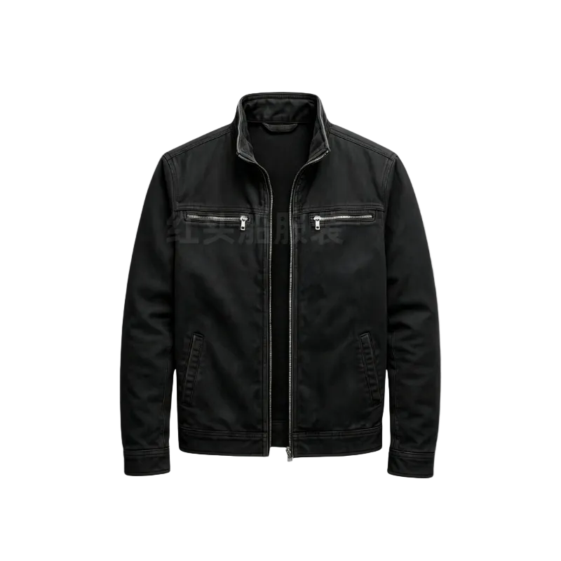 Veste classique en coton zippée pour homme - Couche de mi-saison à col montant et poches multiples pour l'automne en ville, les week-ends chic et décontractés, les voyages et le quotidien entre les saisons