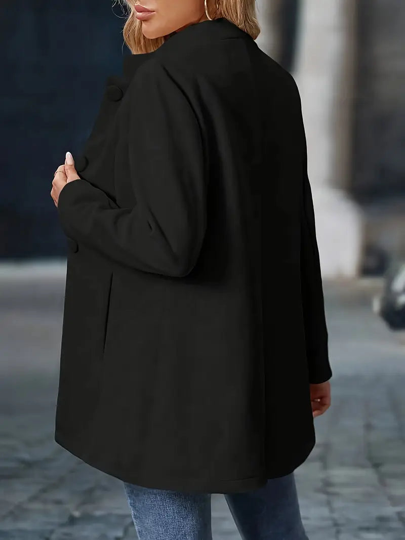 Skræddersyet blazer til damer med ståkrave - Lang model med knaplukning foran til kontoret, business-casual, middage, storbylook og hverdagsstyling i overgangsperioder