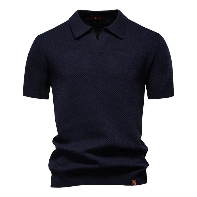 Valmonti | Men's Shirt  Wool-Blend Pineapple Knit Polo Short Sleeve