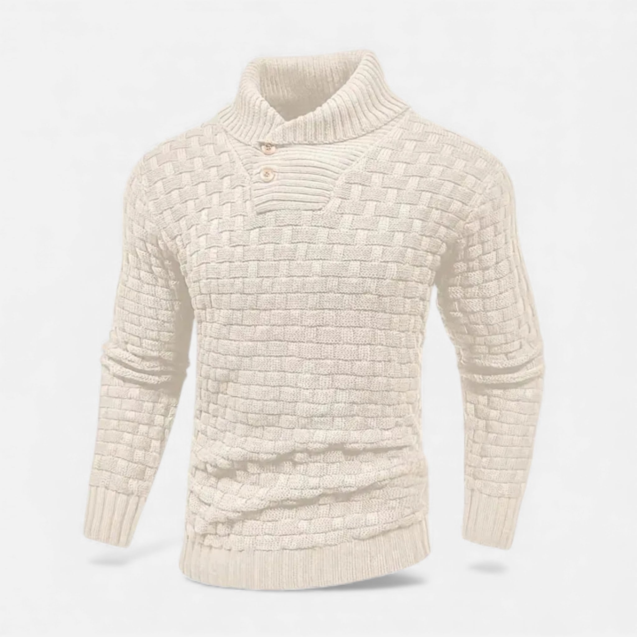Valmonti | Men’s Turtleneck Button Sweater – Slim Knit Sweater