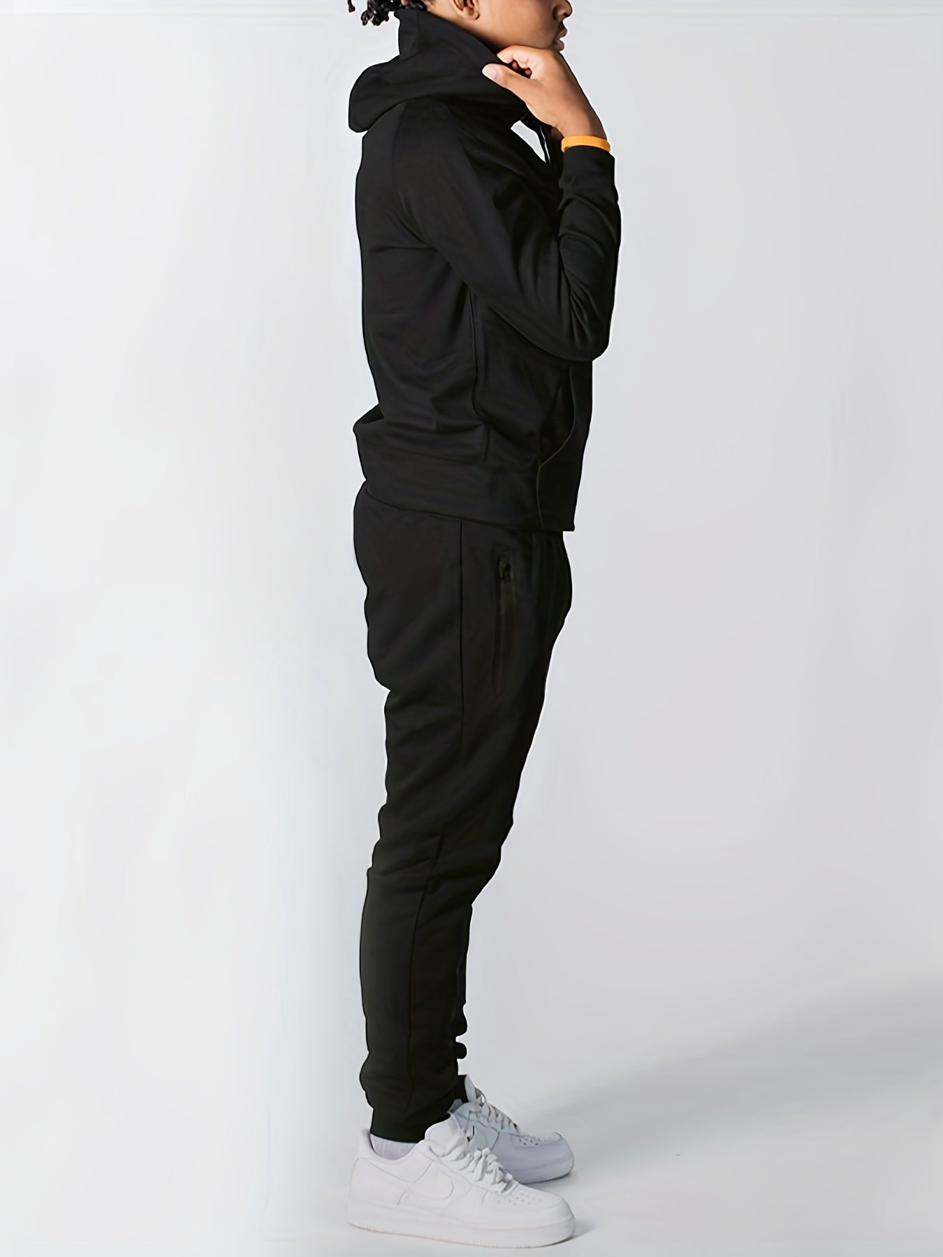 Men’s Loose Fit Hooded Tracksuit – Stretch Two-Piece Set for Spring and Autumn