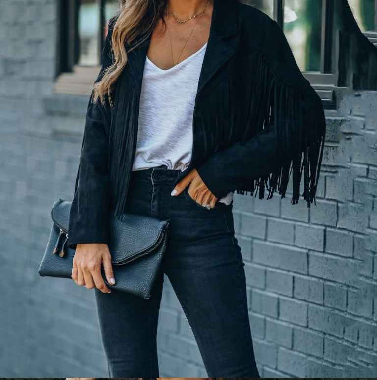 Women’s Western Fringe Jacket – Relaxed Statement Layer for Festivals and Casual Wear
